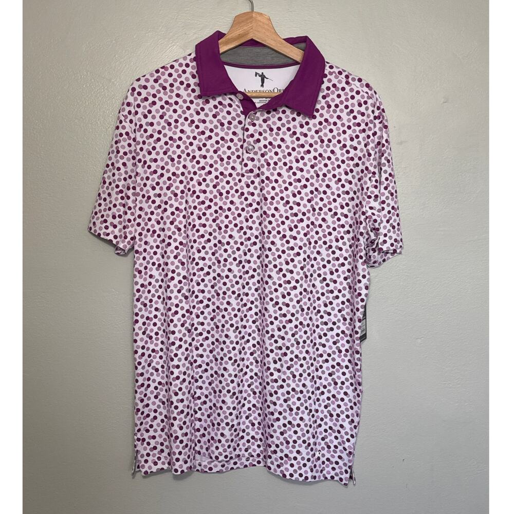NWT Men's M Anderson Ord Cove Golf Performance Polo in White/Wild Aster